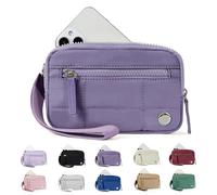 The Iris' Wallet 2nd Gen, The Iris' Wallet, Wristlet Wallets Waterproof Nylon Quilted Wallet With 3 Zipper Purse for Travel Credit Card Holder (Dark Purpel)