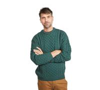 The Irish Store - Irish Gifts from Ireland Aran Woollen Mills Maglione Pullover Maglione Unisex Lavorato a Maglia 100% Lana Merino (Verde Connemara, M)
