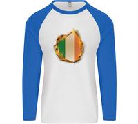 The Irish Tricolore Bandiera Fuoco Irlanda Uomo L/S Baseball T-Shirt