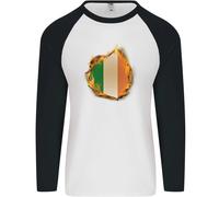 The Irish Tricolore Bandiera Fuoco Irlanda Uomo L/S Baseball T-Shirt