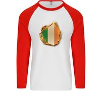 The Irish Tricolore Bandiera Fuoco Irlanda Uomo L/S Baseball T-Shirt