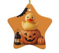 The Joy of Pumpkin and Duck Print Christmas Tree Ceramic Hanging Ornaments - Decorazioni natalizie a forma di stella, decorazione per feste in casa