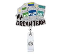 The Ket Prop Dex Dream Team, bobina retrattile per badge, divertente bottiglia di medicina, targhetta identificativa, regalo per infermieri, medici, assistenti sociali, farmacie
