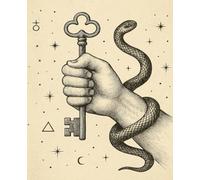 The Key - Vintage Copperplate Mystical Journal: 7.5×9.25” Narrow-ruled 120 pages