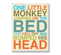 The Kids Room by Stupell One Little Monkey Jumping on the Bed - Targa da parete rettangolare