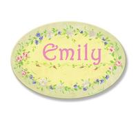 The Kids Room Green Floral Border Personalized OVAL Plaque
