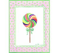 The Kids Room Rainbow Lollipop with Green Bow Rectangle Wall Plaque