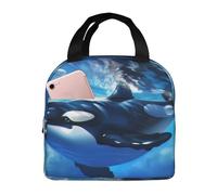 The killer whale in the sea Lunch Bag per donne e uomini, tessuto Oxford resistente e lamina spessa, perfetta per lavoro e attività all'aperto