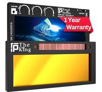 The King 1.0 - Lente per saldatura con oscuramento automatico regolabile da 5 a 13, 5,1 x 10,2 x 0,8 cm, regolabile da 5 a 13 (9 lenti in 1), frontale in oro, blu scuro con vista saldata, serie Ridge