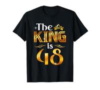 The King Is 48 Anni Regalo Uomo 48 Anni Compleanno Re Corona Maglietta