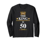 The King Is 50 - Divertente Festa per Il 50° Compleanno Crown Kings Maglia a Manica