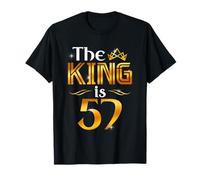 The King Is 57 Anni Regalo Uomo 57 Anni Compleanno Re Corona Maglietta