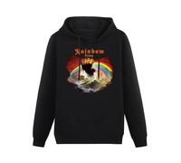 THE KING OF TOMATO Rainbow Rising Rock Music Hoody Unisex Ptinted Hoodies Long Sleeve Men's Hooded with Pocket Black S