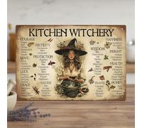 The Kitchen Witch's Guide, decorazione in metallo per stregoneria, stregoneria, ricette di streghe e guida alle erbe, decorazione da parete di rituali e magia, regalo di stregoneria per donne, pratica