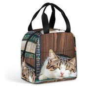 The Kitten Sleeps - Borsa per il pranzo per donne e uomini, portatile, isolata, con manico, a prova di perdite, riutilizzabile, per lavoro, picnic, viaggi
