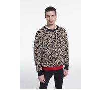 The Kooples Leopard Jacquard Round Neck Sweater And Contrast Rib Leopard Taglia: XS | Outlet | Uomo |