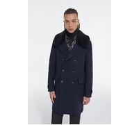 The Kooples Manteau Long Croisee Col Detachable Fourrure Dark Navy Taglia: 44 | Cappotti doppiopetto Outlet | Uomo | Blu