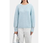 The Kooples Round Neck Sweater In Pearl And Pointelle Rib Blue Grey Taglia: 36 | Maglioni a maglia Outlet | Donna | Bianco
