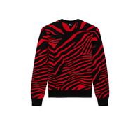 The Kooples Round-neck Sweater In Zeber Jacquard Black - Red Taglia: M | Outlet | Uomo | Nero