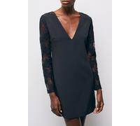 The Kooples Short Dress With Lace Sleeve And Front Neckline Black Taglia: 36 | Abiti Mini Outlet | Donna | Nero