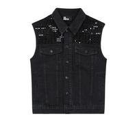 The Kooples Sleeveless Denim Jacket With Black Rhinestones Black Washed Taglia: 40 | Giacche di jeans Outlet | Donna | Blu