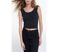 The Kooples Top Court En Jacquard Logo All Over Black Dark Grey Taglia: 38 | Canottiere Outlet | Donna | Nero