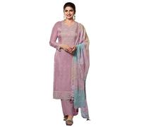 The kurti bazaar Abito da sera elegante pakistano con cuciture speciali per il Ramadan Salwar Kameez, Viola, 34