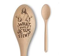 The Laser Factory Cucchiaio da cucina di Gesù - "Cosa vorrebbe stufare Gesù?" Cucchiaio di legno inciso - Regalo religioso divertente per chef casalinghi - Regalo conveniente e divertente da forno p