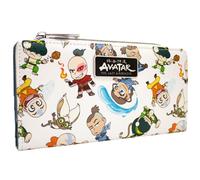 The Last Avatar Airbender Toph Zuko Sokka Chibi Borsa/Portamonete/Portafoglio Bi-Fold con Tasca per Monete & Porta Carte, Bianco