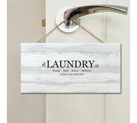 The Laundry Co.- Cartello da parete in legno con scritta "Wash Dry Fold Repeat-Same Day Service", cartello da parete con citazioni per portico, classico, per garage, casa, bagno, bagno, cucina, 10,2 x