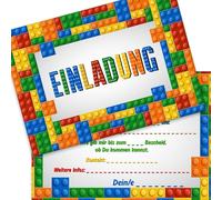 the lazy panda card company 15 biglietti di invito per il compleanno dei bambini: mattoncini colorati, inviti di compleanno, bambini, ragazze, ragazzi (mattoncini colorati)