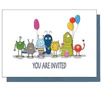 the lazy panda card company 15 Inviti di compleanno di mostro amichevole Eco per i bambini (con buste blu)…