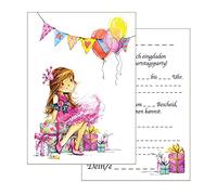 the lazy panda card company Set: 15 biglietti d'invito compleanno per bambini: principessa, inviti di compleanno, per bambini, ragazze (15 biglietti con 15 buste abbinate)