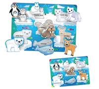 The Learning Journey My First Lift & Learn - Puzzle con vassoio Artic da 7 pezzi, puzzle educativo per bambini dai 2 ai 5 anni, bianco, blu, grigio, nero