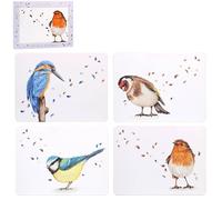 The Leonardo Collection Clemency Bunn Christmas British Birds Set di 4 tovagliette per sala da pranzo, facili da pulire, antiscivolo, per piatti piani e decorazioni da tavola, resistenti per casa e