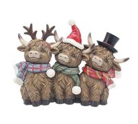 The Leonardo Collection Highland Cow, set di 3 statuette e ornamenti per casa e ufficio, accessori decorativi per la casa, statue per interni ed esterni, bel regalo per donne e uomini