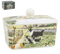 The Leonardo Collection Macneil Collie & Sheep - Burriera in porcellana fine per collie e pecore, per cucina e casa, lavabile in lavastoviglie, per mantenere il burro fresco, senza BPA, per conservare