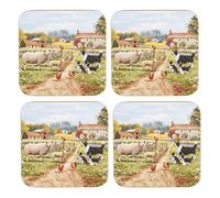 The Leonardo Collection Macneil Collie & Sheep Wood Collie & Sheep Set di 4 sottobicchieri per casa e ufficio, eleganti sottobicchieri per cucina e sala da pranzo, accessori resistenti per tavoli e