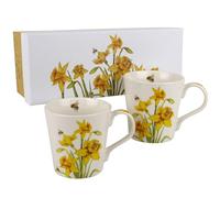The Leonardo Collection Set di 2 tazze con motivo floreale e narcisi, confezione regalo