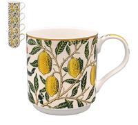 The Leonardo Collection Set di 4 tazze impilabili con frutta William Morris, tazze da tè e caffè per bevande calde, tazze stampate in porcellana fine per cucina e casa, tazze in ceramica