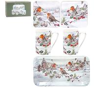 The Leonardo Collection Set di 5 pettirossi natalizi e ornamenti per casa e ufficio, accessori decorativi per interni ed esterni, regali adorabili per donne e uomini
