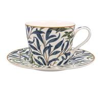 The Leonardo Collection Set di tazze e piattini Willow Bough | Progettato da William Morris | Set di tazze da tè perfetto per casa o ufficio | Tazze da tè e piattini o tazza da caffè e piattino per