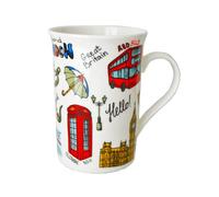 The Leonardo Collection Tazza per bevande calde, motivo Londra, in porcellana fine, stampata, per cucina e casa, tazze da tè e caffè riutilizzabili per ogni occasione e tutti i tipi di bevande