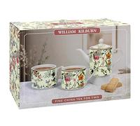 The Leonardo Collection, set da tè per due persone, con teiera e tazza dal design incantevole, set regalo in ceramica per donne e uomini, bella teiera stampata per casa e ufficio