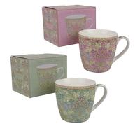 The Leonardo Collection William Morris Hyacinth - Set di 2 tazze da colazione in porcellana, 400 ml