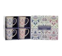 The Leonardo Collection William Morris Lustre Lodden - Set di 4 tazze da cucina e casa, elegante set di 4 tazze per ogni occasione, bel set di tazze da caffè da uomo e regali di compleanno per donne