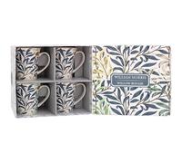 The Leonardo Collection William Morris Lustre Willow Bough - Set di 4 tazze da cucina e casa, set di 4 tazze per ogni occasione, bel set di tazze da caffè da uomo e regali di compleanno per donne