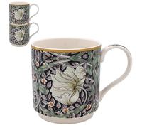The Leonardo Collection William Morris Pimpernel - Set di 2 tazze impilabili per cucina e casa, set di 2 tazze da caffè per ogni occasione, regalo di compleanno per uomo e donna