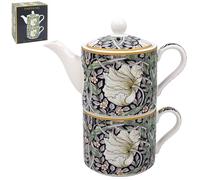 The Leonardo Collection William Morris Pimpernel Tea for One, set di teiera e tazza in ceramica, bel regalo per l'ufficio, elegante teiera stampata per gli appassionati di tè, multicolore