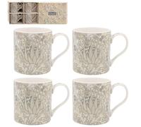 The Leonardo Collection William Morris, set di 4 tazze natalizie per bevande calde e fredde, tazze da caffè resistenti per casa e ufficio, comode e facili da tenere in mano, per bevande e uso